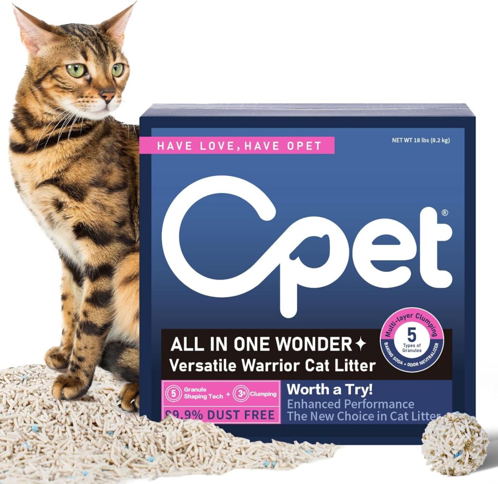 OPET Mixed Tofu Bentonite Multi-Cat Cat Litter, Strong Fast Clumping Kitty Litter, 99.9% Dust Free & Low Tracking, High Absorbent & Odor Control, Natural Pet Litter (18lb, Fresh)