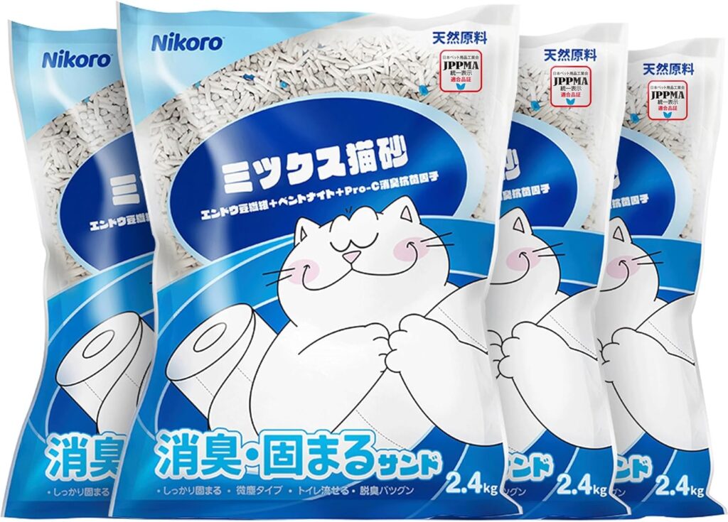 NIKORO Tofu Cat Litter,Strong Clumping Cat Litters,Odor Control and Unscented Ultra Absorbent Water Flushable Tofu Cat Litter,Dust Free Scent Free,21 lbs(5.29 lbs×4Bags)